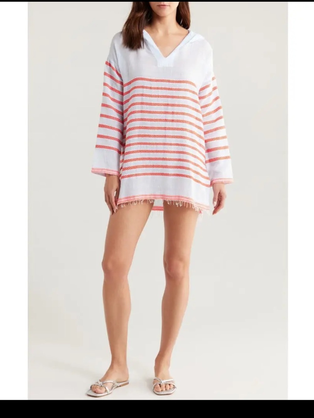 Lemlem Henok Stripe Cotton Blend Hoodie Caftan